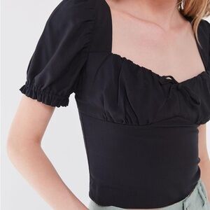 Urban Outfitters Black Puff Sleeve Crop Top